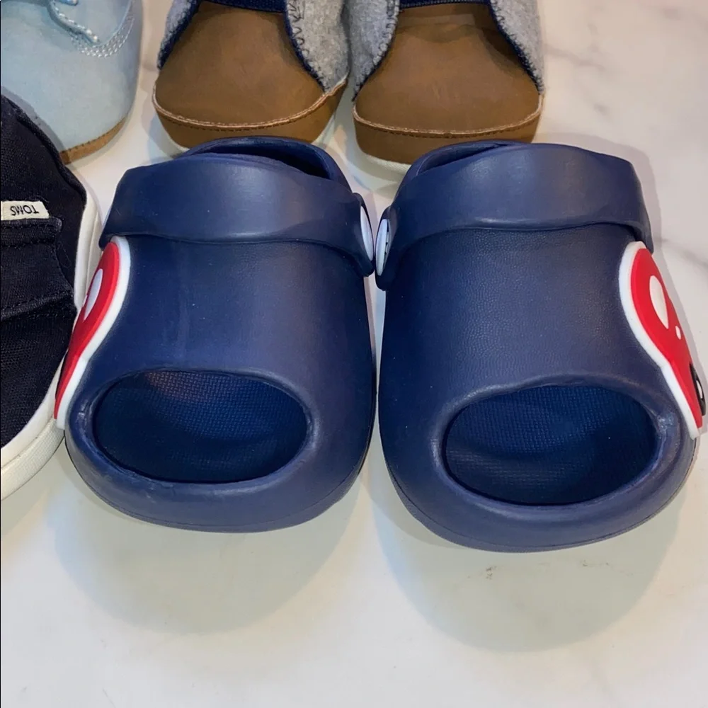 Baby Shoe Bundle Toms,Timberland and Carters- Blue, Brown, Black Sizes 2,3-6M,4T
